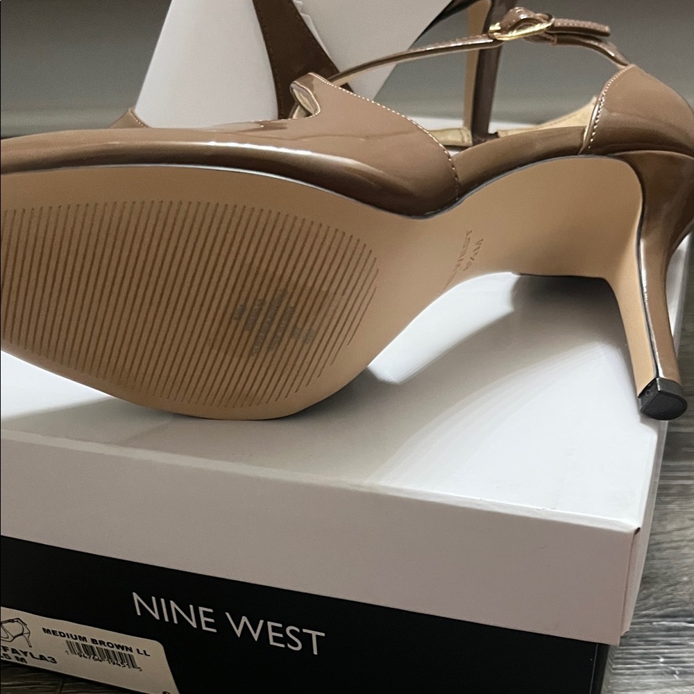 Nine West Brown Patent Pointed-Toe Strappy Heels - Picture 4 of 6